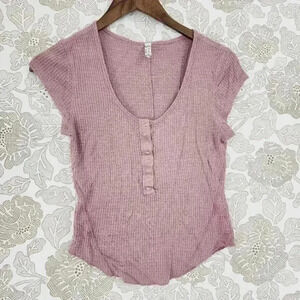 Free People Ultimately‎ Waffle Knit Scoop neck Cap sleeve Crop Top Size S
